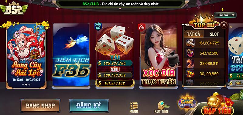 Giao diện đẹp mắt tại cổng b52club hoành tráng